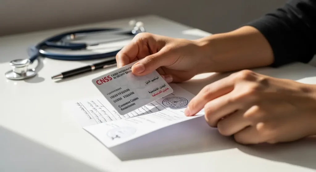 Patient marocain avec carte CNSS et ordonnance pour remboursement radiologie